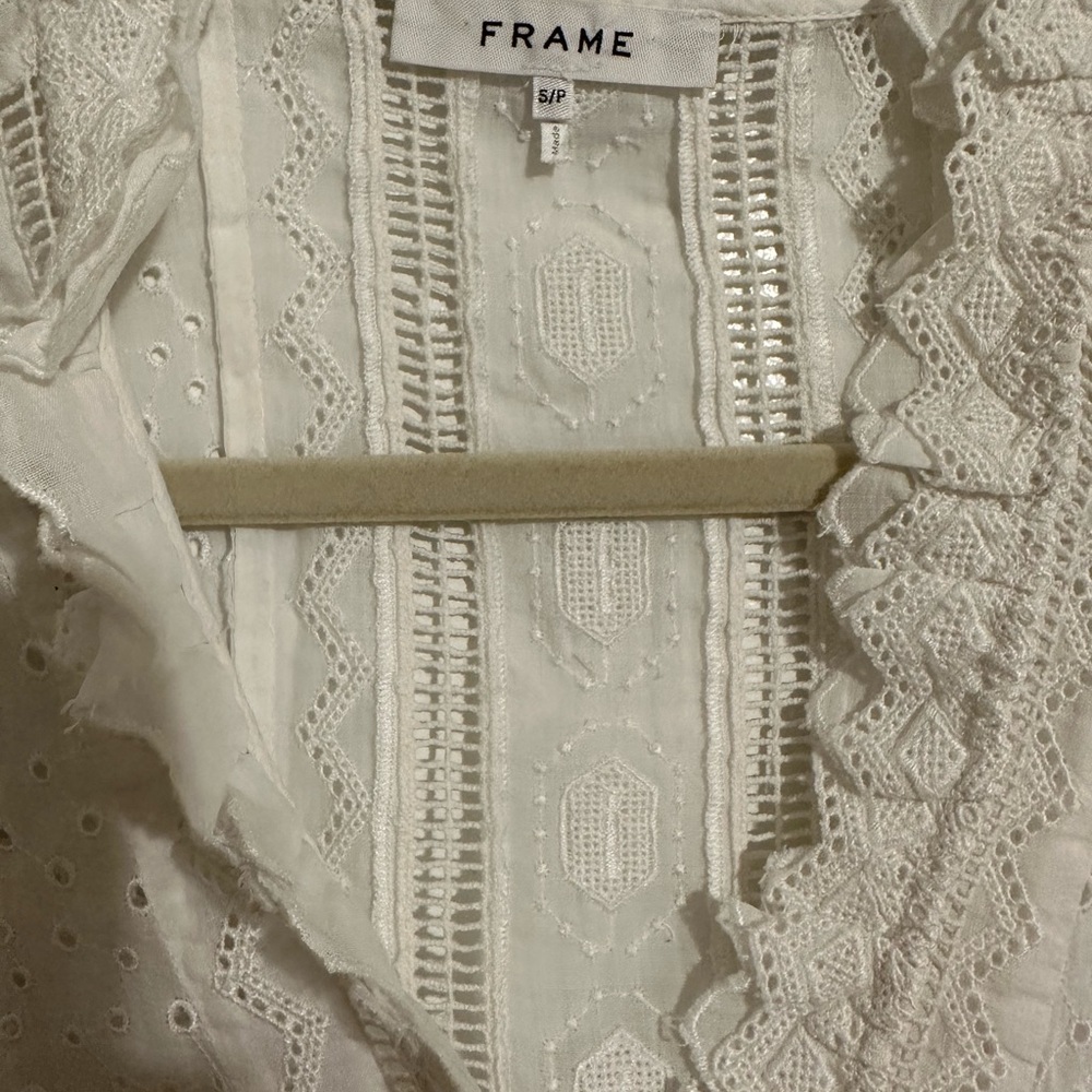 Frame Lauren Embroidered Openwork Top